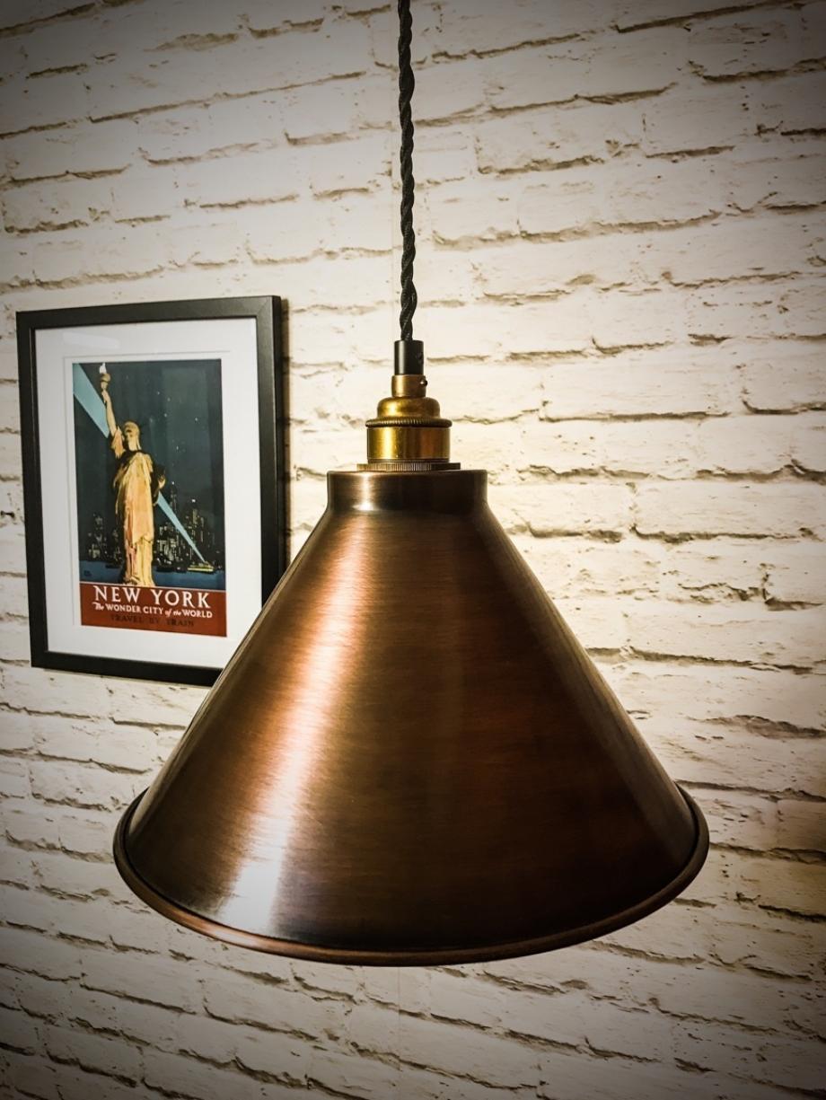 Handmade Aged copper pendant light 260mm